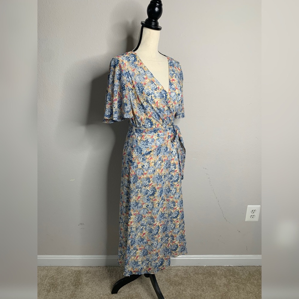 Lauren Ralph Lauren Floral Georgette Faux Wrap Midi Dress - Picture 2 of 14